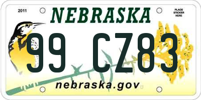 NE license plate 99CZ83