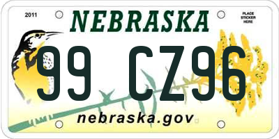 NE license plate 99CZ96