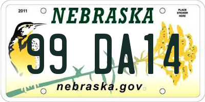 NE license plate 99DA14