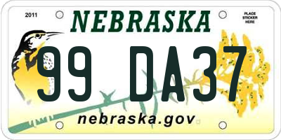 NE license plate 99DA37