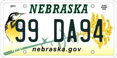 NE license plate 99DA94