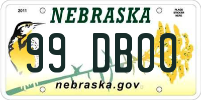 NE license plate 99DB00