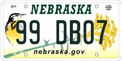 NE license plate 99DB07