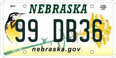 NE license plate 99DB36