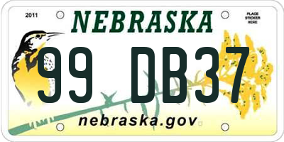 NE license plate 99DB37