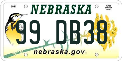 NE license plate 99DB38