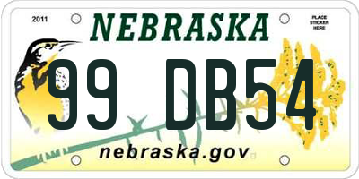 NE license plate 99DB54