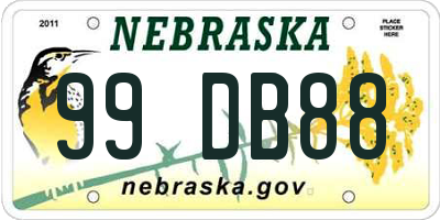 NE license plate 99DB88