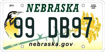 NE license plate 99DB97