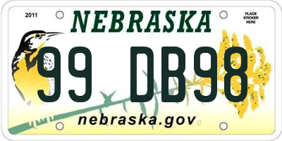 NE license plate 99DB98