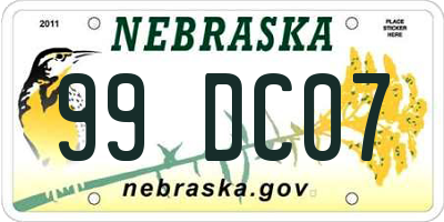 NE license plate 99DC07