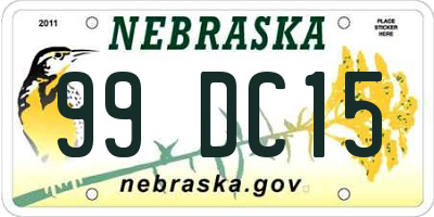 NE license plate 99DC15