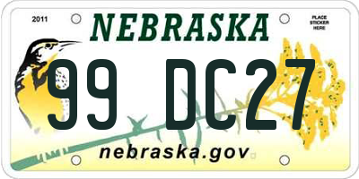 NE license plate 99DC27