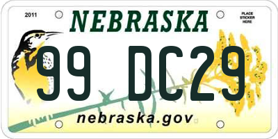 NE license plate 99DC29