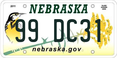 NE license plate 99DC31