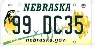 NE license plate 99DC35