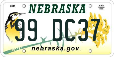 NE license plate 99DC37