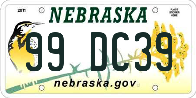 NE license plate 99DC39