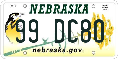 NE license plate 99DC80