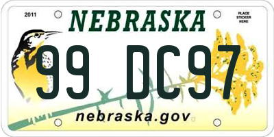 NE license plate 99DC97