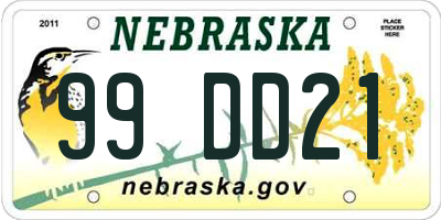 NE license plate 99DD21