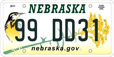 NE license plate 99DD31