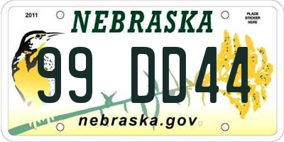 NE license plate 99DD44