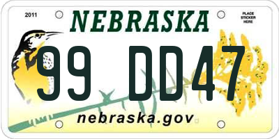 NE license plate 99DD47