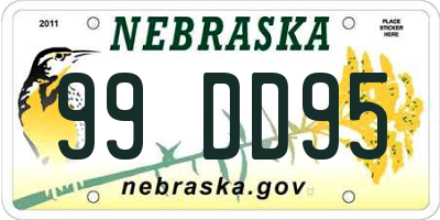 NE license plate 99DD95