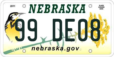 NE license plate 99DE08