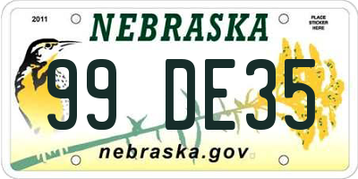 NE license plate 99DE35