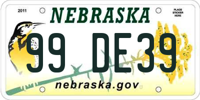 NE license plate 99DE39