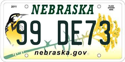 NE license plate 99DE73