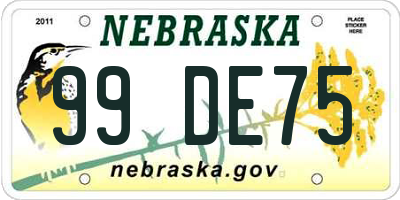 NE license plate 99DE75