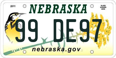 NE license plate 99DE97