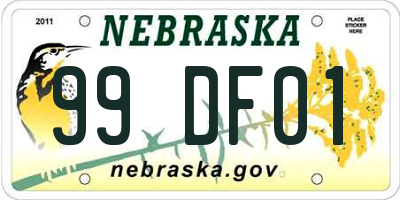 NE license plate 99DF01