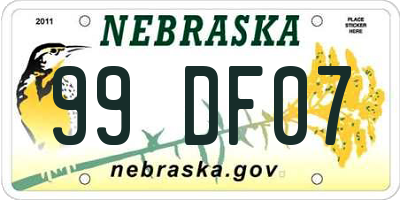 NE license plate 99DF07