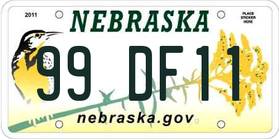 NE license plate 99DF11