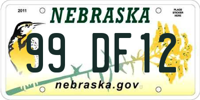 NE license plate 99DF12