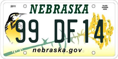 NE license plate 99DF14