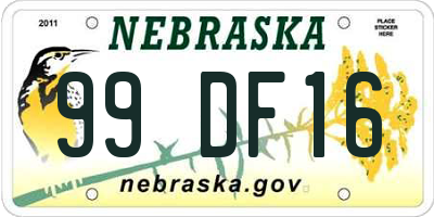 NE license plate 99DF16