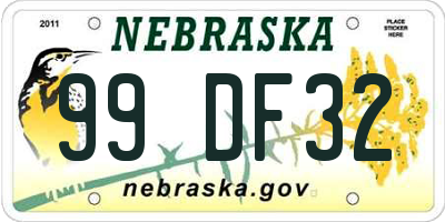 NE license plate 99DF32