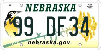 NE license plate 99DF34