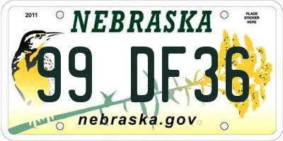 NE license plate 99DF36