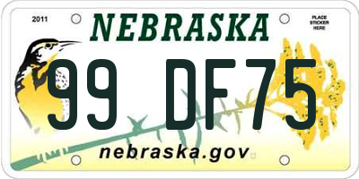 NE license plate 99DF75