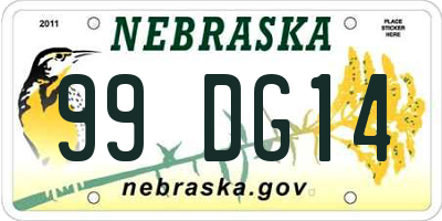 NE license plate 99DG14