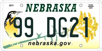 NE license plate 99DG21