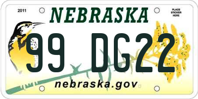 NE license plate 99DG22