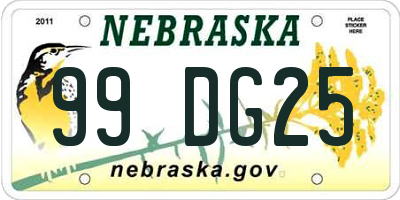 NE license plate 99DG25