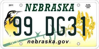 NE license plate 99DG31